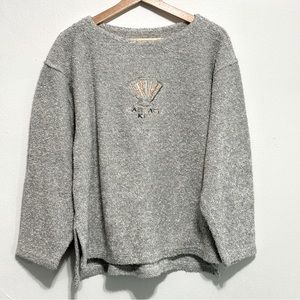 North Shore Trading Terry Pullover Women's Sz M Gray Boatneck